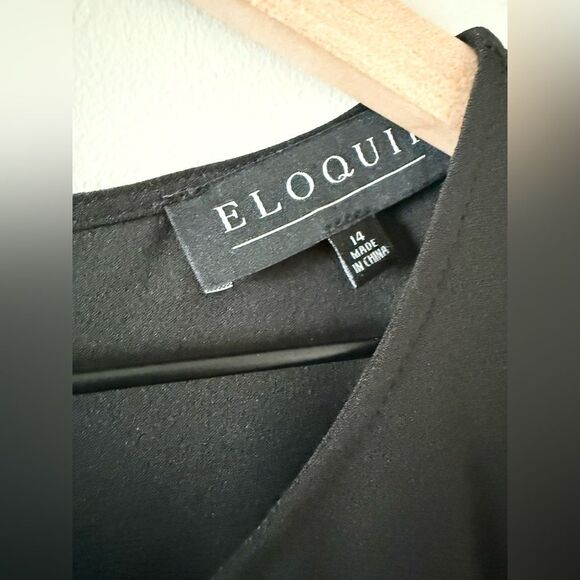 ELOQUII Sleeveless Jumpsuit with Asymmetrical Peplum in Black - Size 14 - Picture 8 of 8